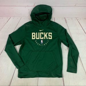 Milwaukee Bucks Nike Dri Fit Mens Medium Long Sleeve Sweatshirt Hoodie Green